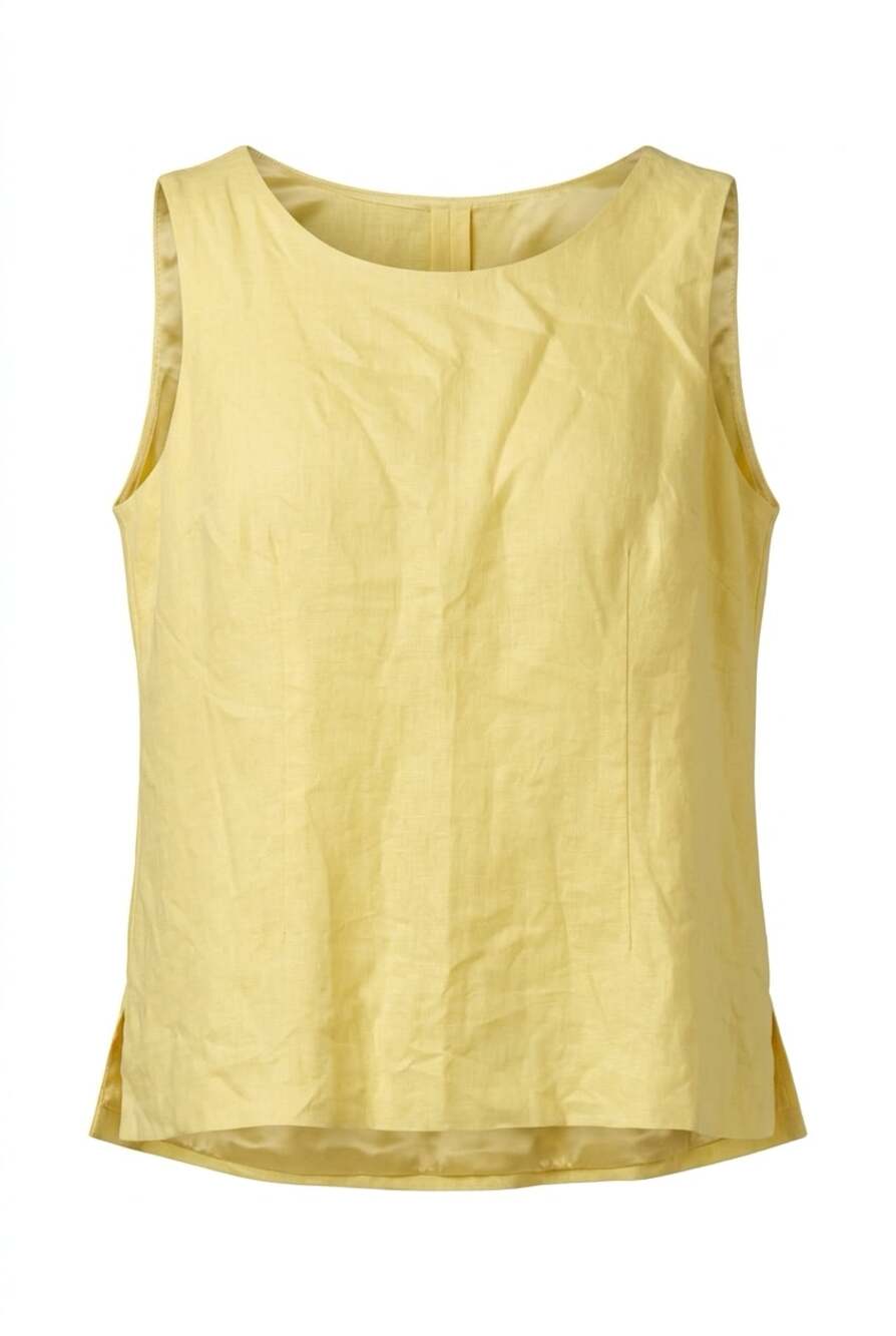 Lino USA 100% Linen Sleeveless Lined Top in Pale Yellow